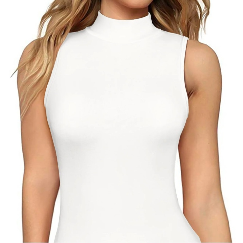 White High Neck Seamless Rib Bodysuit